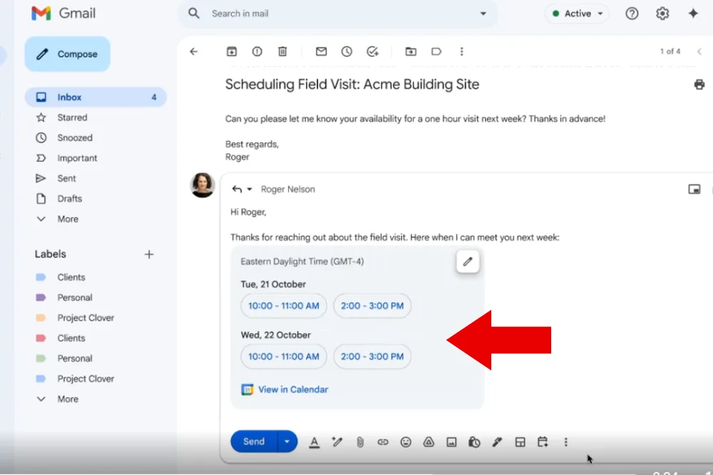 Gmail Help Me Schedule step 2