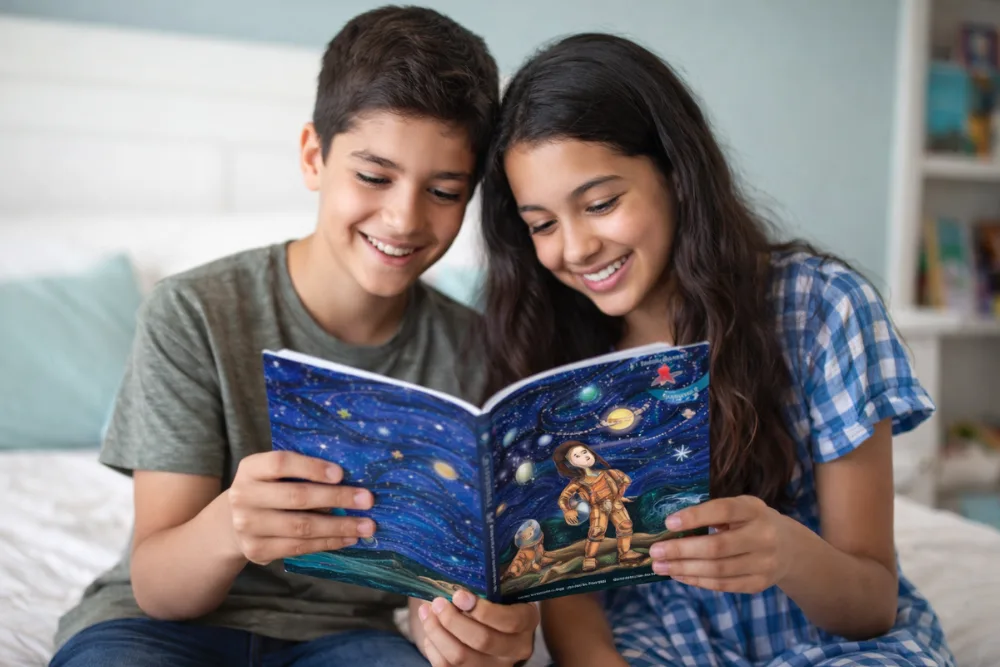 children-reading-Suni-goes-to-Space-book