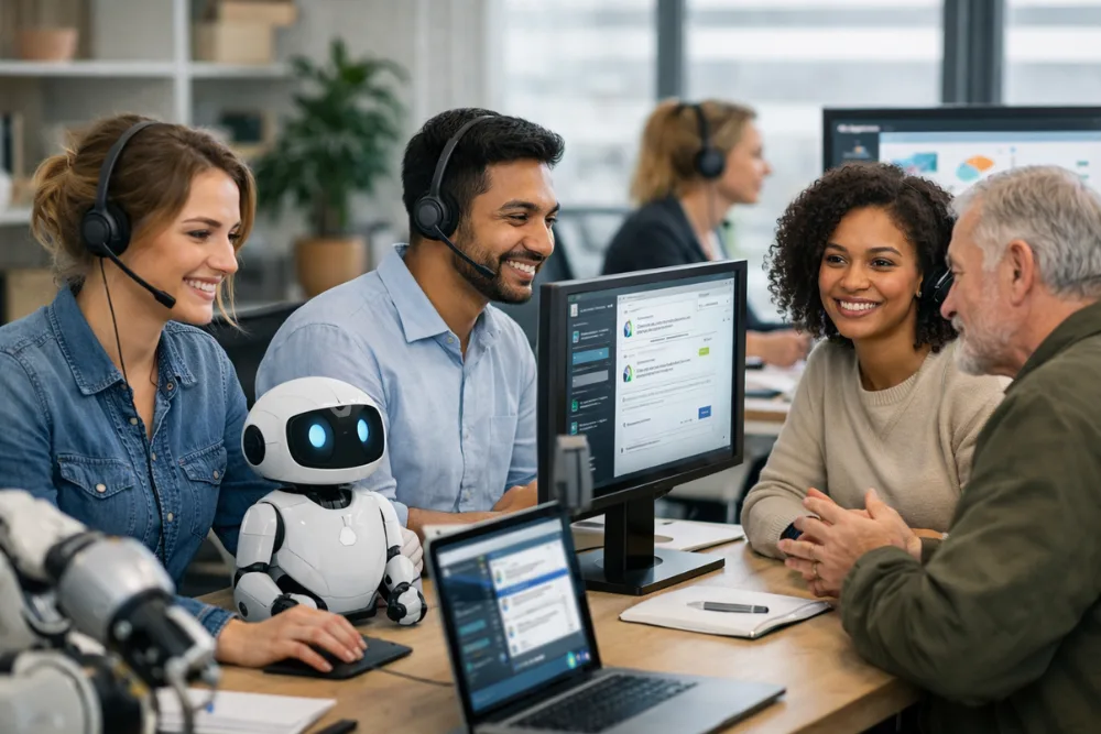 Workers-using-AI-Tools-for-customer-support-automation-in-Small-Businesses