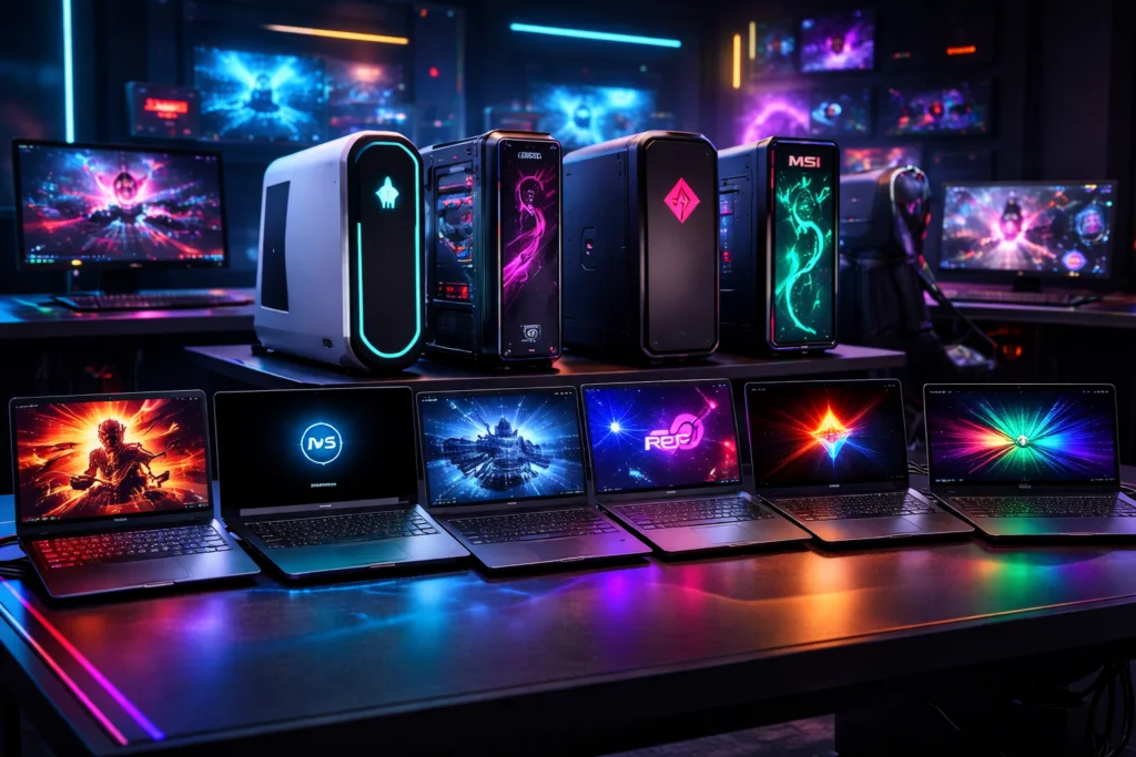 High-tech-gaming-setup-with-vibrant-lighting