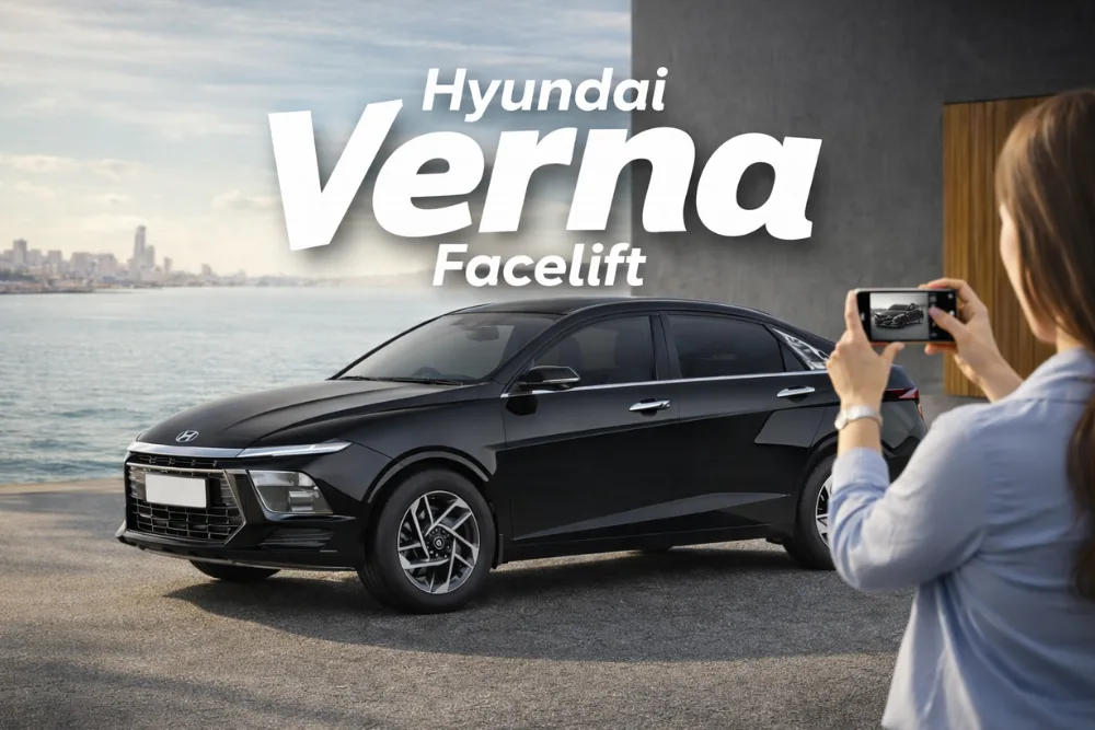 Lady-taking-photo-of-Hyundai-Verna-Facelift