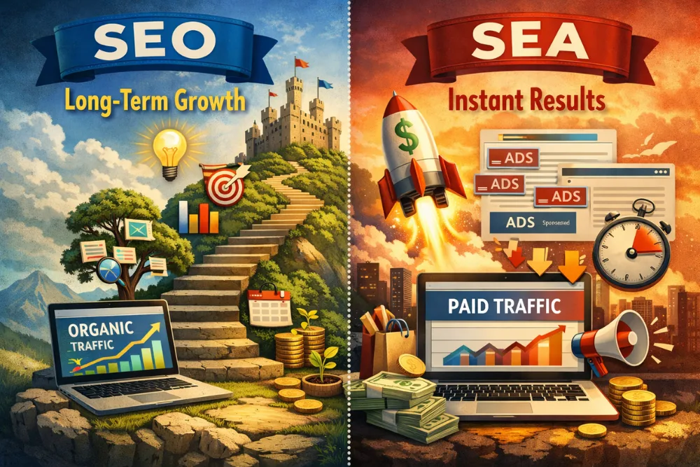 SEO-vs-SEA-long-term-vs-instant
