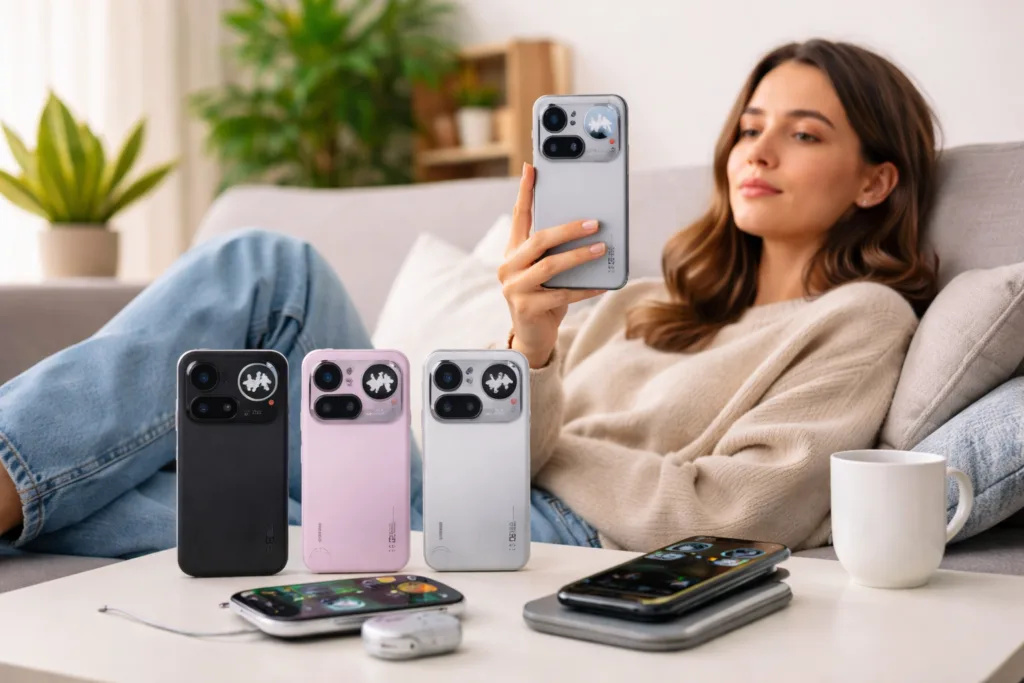 women-checking-apps-on-nothing-phone-4a-pro